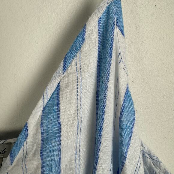 Rails Avril Tiered Midi Dress Gibson Stripe Size XL Blue White Linen Sundress - Picture 10 of 12